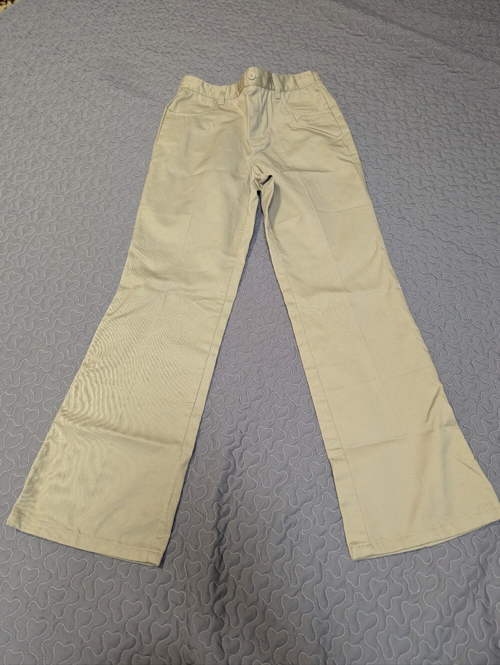 French Toast Girls Tan Elastic Waist Dress Pants Size 14 Uniform Boot Cut Twill